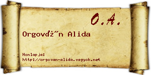 Orgován Alida névjegykártya